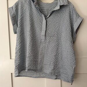 Carly Jean Los Angeles Blue and White Gingham Blouse
